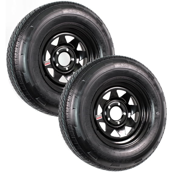 2-Pack Trailer Tire and Rim Combo, Radial ST205/75R14 LRD 5-4.5 Black ...