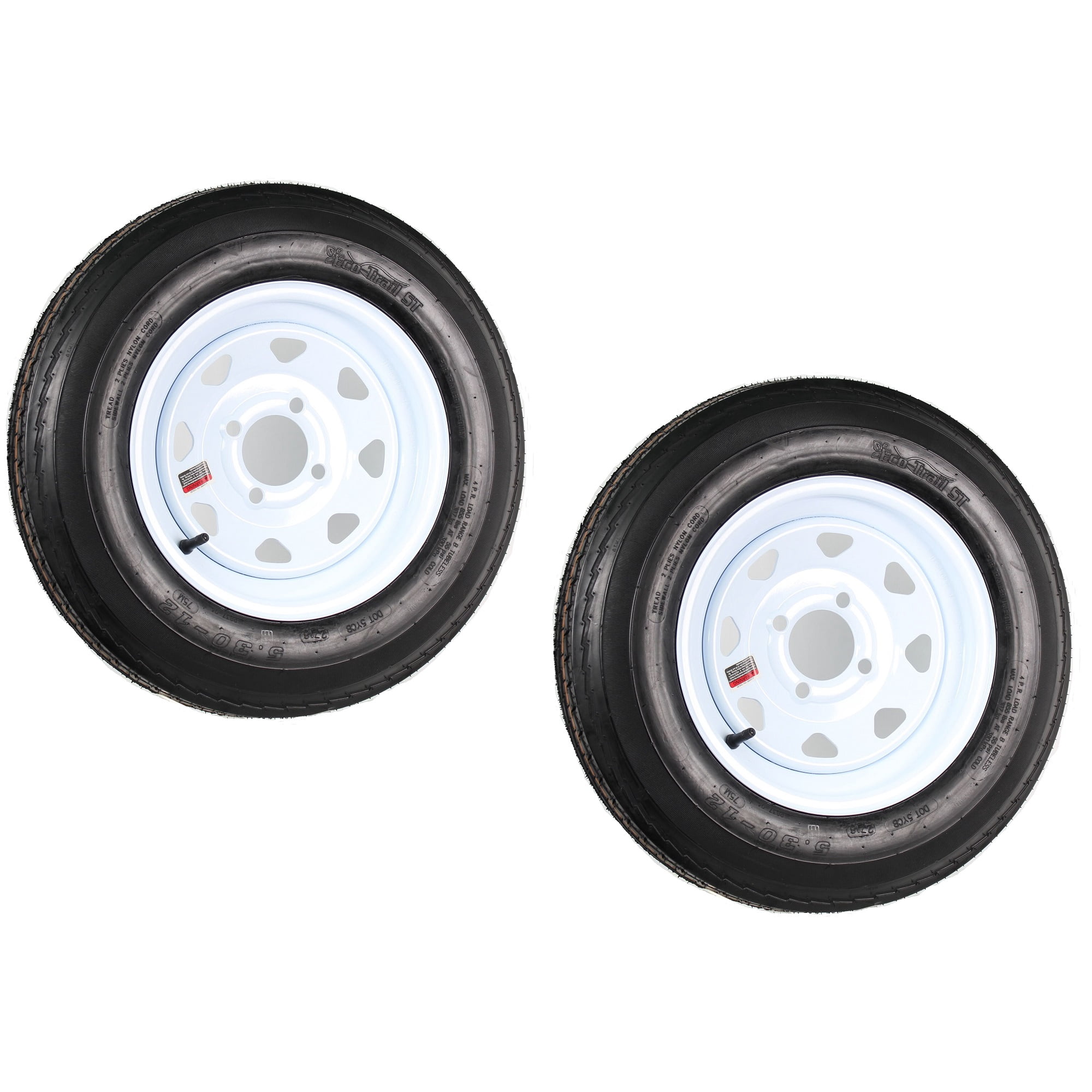Two Trailer Tires On Rims 5.30-12 530-12 5.30 X 12 4 Lug Wheel White Spoke Sansujyuku sansujyuku.com