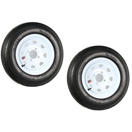 Two Trailer Tires On Rims 5.30-12 530-12 5.30 X 12 4 Lug Wheel White Spoke Sansujyuku sansujyuku.com