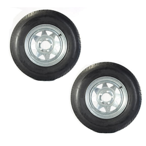 eCustomrim 2-Pack Trailer Tires Rims ST185/80D13 185/80D-13 Load C 5 Lug Galvanized Wheel