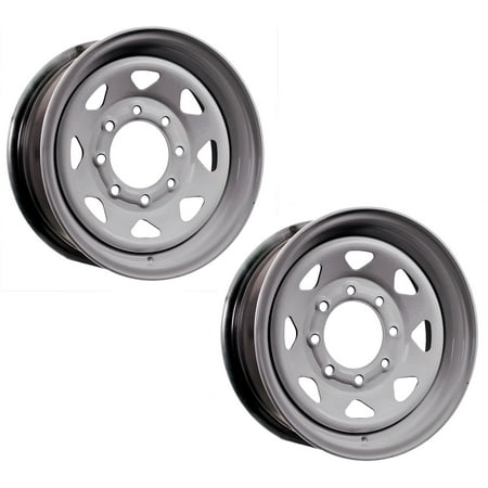 eCustomrim 2-Pack Trailer Rim 16 Inch 16X6 8 Lug On 6.5 Inch Center Silver Wheel