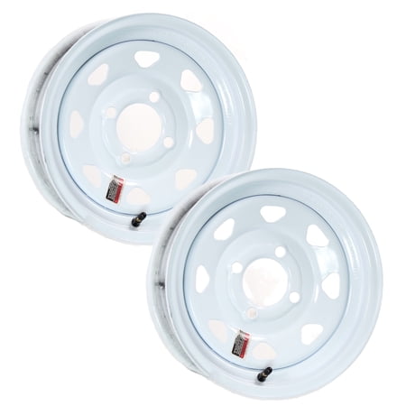 eCustomrim 2-Pack Trailer Rim 13 Inch 13X4.5 4 Lug On 4 Inch Center White Wheel