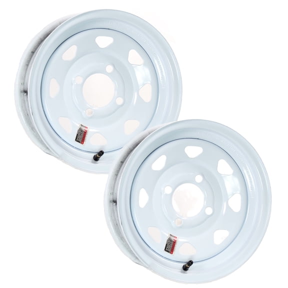eCustomrim 2-Pack Trailer Rim 13 Inch 13X4.5 4 Lug On 4 Inch Center White Wheel