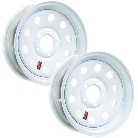 eCustomrim 2-Pack Trailer Rim 15 Inch 15X5 5 Lug On 4.5 Inch Center White Wheel