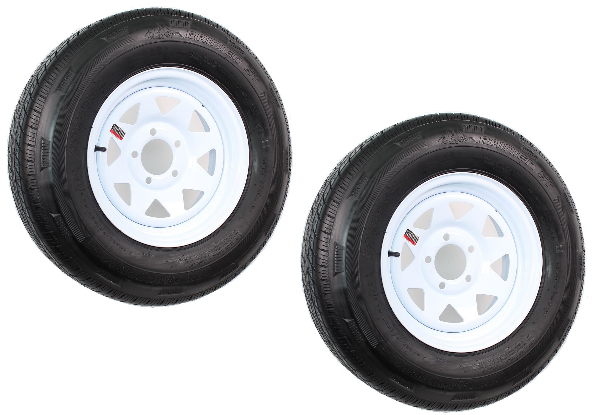 2-Pack Pre-Mounted Radial Trailer Tires & Rims ST205/75R14 14in LRC 5 ...