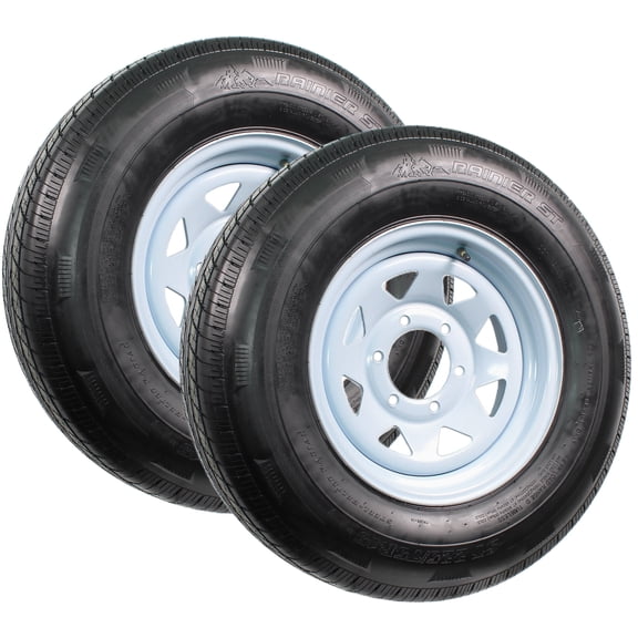 eCustomrim 2-Pack Trailer Tire Rim ST225/75R15 Load D 15 Inch 6 Lug White Wheel