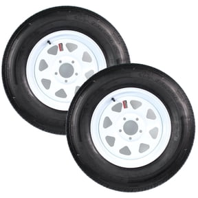 eCustomrim 2-Pack Trailer Tire Rim ST225/75R15 Load D 15 Inch 5 Lug White Wheel