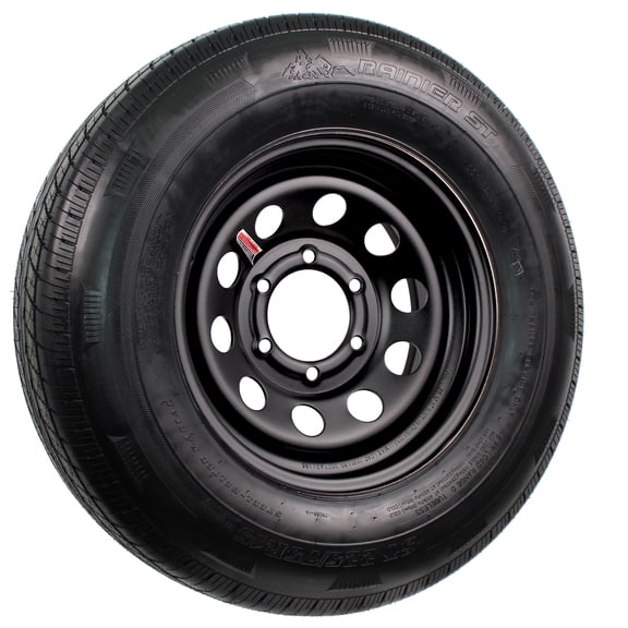 eCustomrim 2-Pack Trailer Tire Rim ST225/75R15 Load D 15 Inch 6 Lug Black Wheel