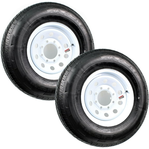 eCustomrim 2-Pack Trailer Tire Rim ST235/80R16 Load E 16 Inch 8 Lug White Wheel