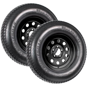 eCustomrim 2-Pack Trailer Tire Rim ST205/75D15 Load C 15 Inch 5 Lug Black Wheel