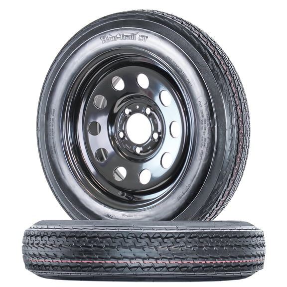 eCustomrim 2-Pk Trailer Tire On Rim 4.80-12 Load C 5 Lug Black Modular Wheel 2 Year Warranty