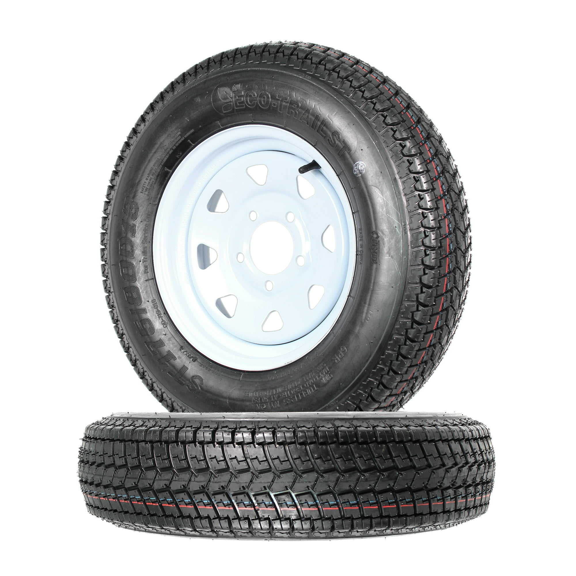 2-Pk Trailer Tires Rims ST175/80D13 175/80 13 B78-13 LRC 5 Lug White Spoke Wheel Sansujyuku sansujyuku.com