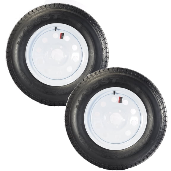 eCustomrim 2-Pack Trailer Tire Rim ST205/75D15 Load C 15 Inch 5 Lug White Wheel