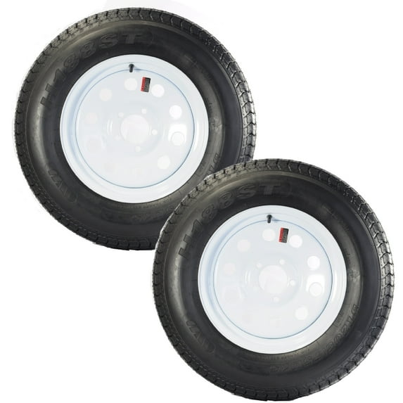 eCustomrim 2-Pk Trailer Tire Rim ST205/75D15 F78-15 205/75-15 Load C 5 Lug White Mod Wheel