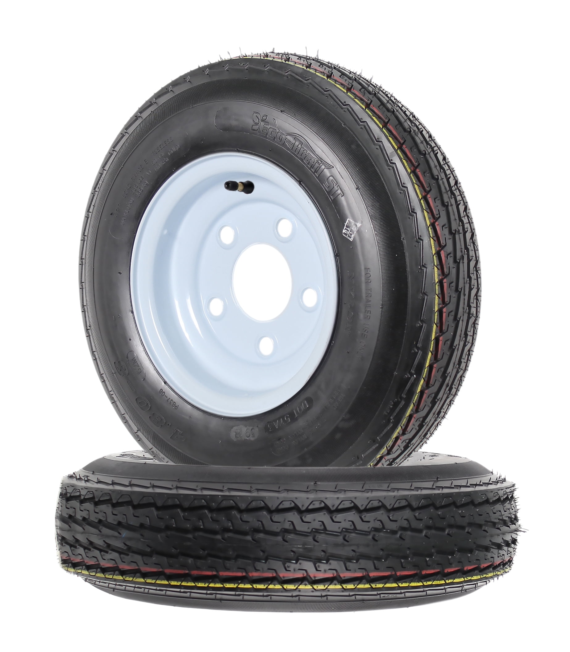 eCustomrim 2-Pk Trailer Tires On Rims 4.80-8 480-8 4.80 x 8 8 in. B 5 Lug Bolt Wheel White