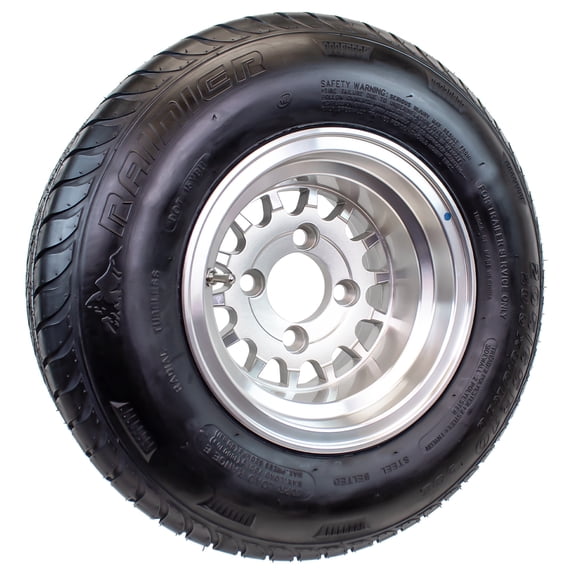 eCustomrim 205/65-10 Trailer Golf Cart ATV Offroad Tire On 10X7 Gloss Silver Rim A3