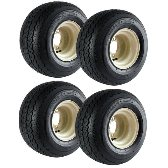 4-Pack 8" Beige Tan Golf Cart Tires Wheels 18X8.50-8 18 x 8.5 x 8 E-Z-GO, Cushman, Yamaha, EZGO