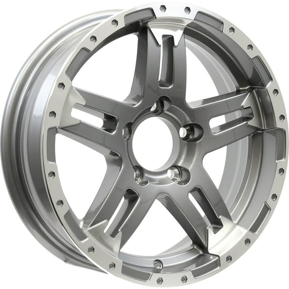 eCustomrim Aluminum Trailer Wheel 15X5 15" 5 Lug 4.5 Center Turismo Gun Metal Rim