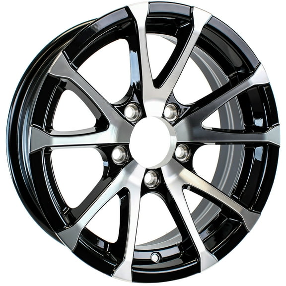 eCustomrim Aluminum Trailer Wheel 15X5 15" Rim Black and Machined 5 Lug Avalanche