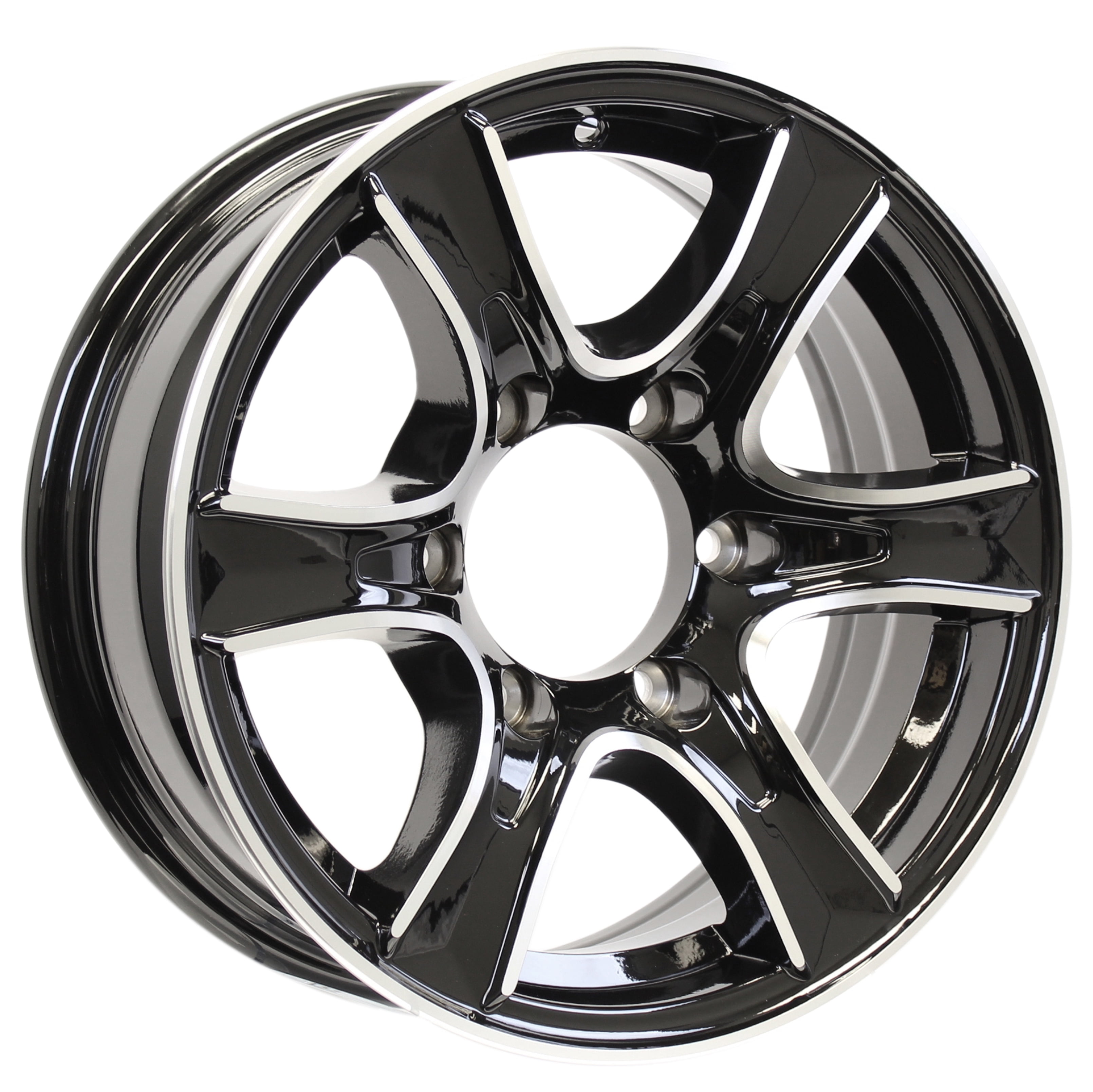 eCustomrim Aluminum Trailer Wheel 15X6 15" Thoroughbred Black 6 Lug On 5.5" Center Rim