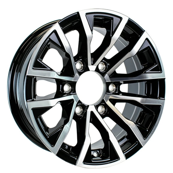 eCustomrim Aluminum Trailer Wheel 16X6 16" Edge Black 6 Lug On 5.5" Center Rim