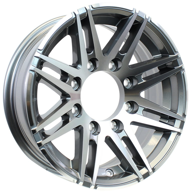 16x6 Dually Trailer Wheel Rim – 8 Lug On 6.5" Center, Silver Grey, Fits Boat & Utility Trailers (3200 Lbs Max Load)