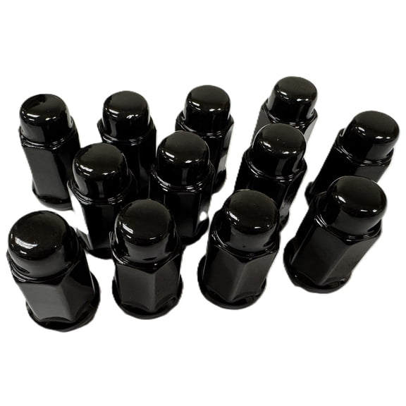 12-Pack Black Solid 1/2" Lug Nuts For Trailer Wheels Acorn Bulge Style 1/2-20 Thread