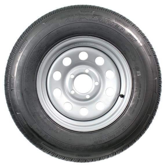 eCustomrim Mounted Radial Trailer Tire Rim ST205/75R14 Load D 5-4.5 Silver Mod Wheel