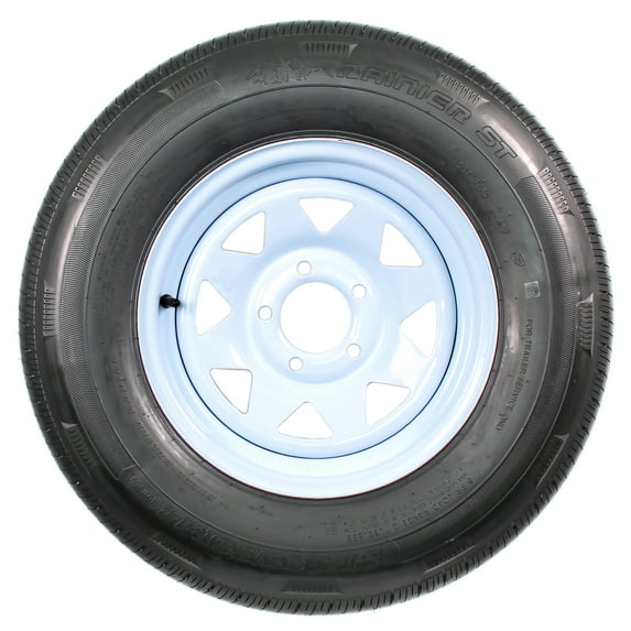 eCustomrim Trailer Tire Rim Assembly ST205/75R14 Load C 14 Inch 5 Lug White Wheel