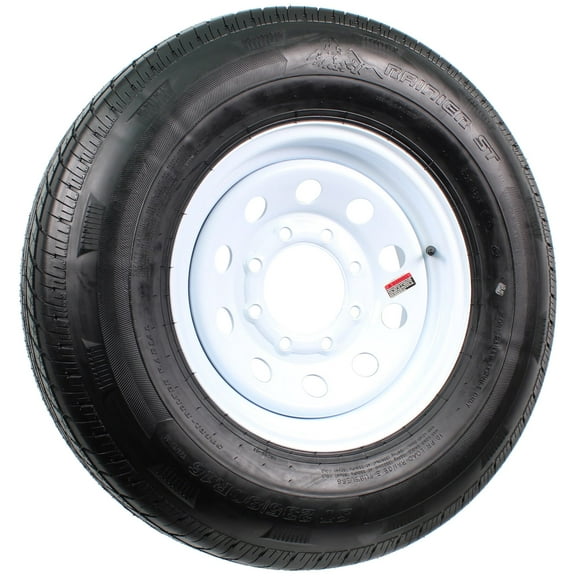 eCustomrim Radial Trailer Tire On Rim ST235/80R16 Load E 16" 8 Lug Modular White Wheel