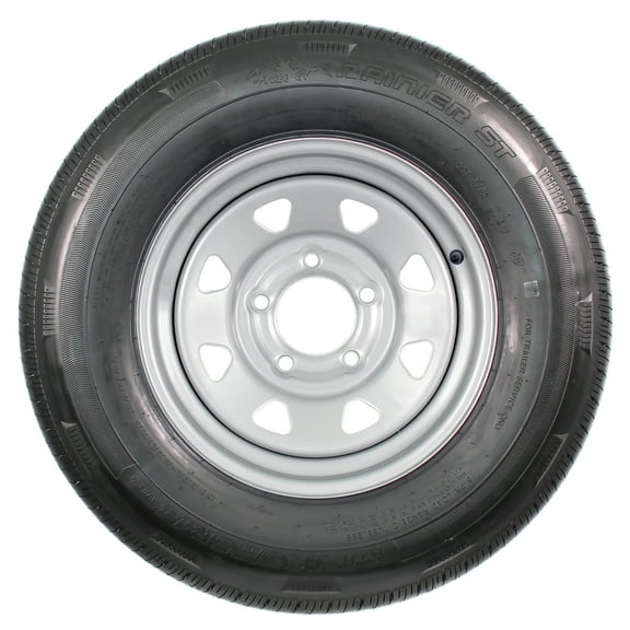eCustomrim Radial Trailer Tire On Silver Rim ST205/75R14 Load C 5 Lug On 4.5 Spoke Wheel