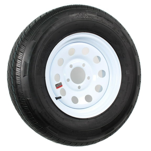 eCustomrim Radial Trailer Tire Rim ST205/75R14 205/75-14 Load C 5 Lug Wheel White Modular