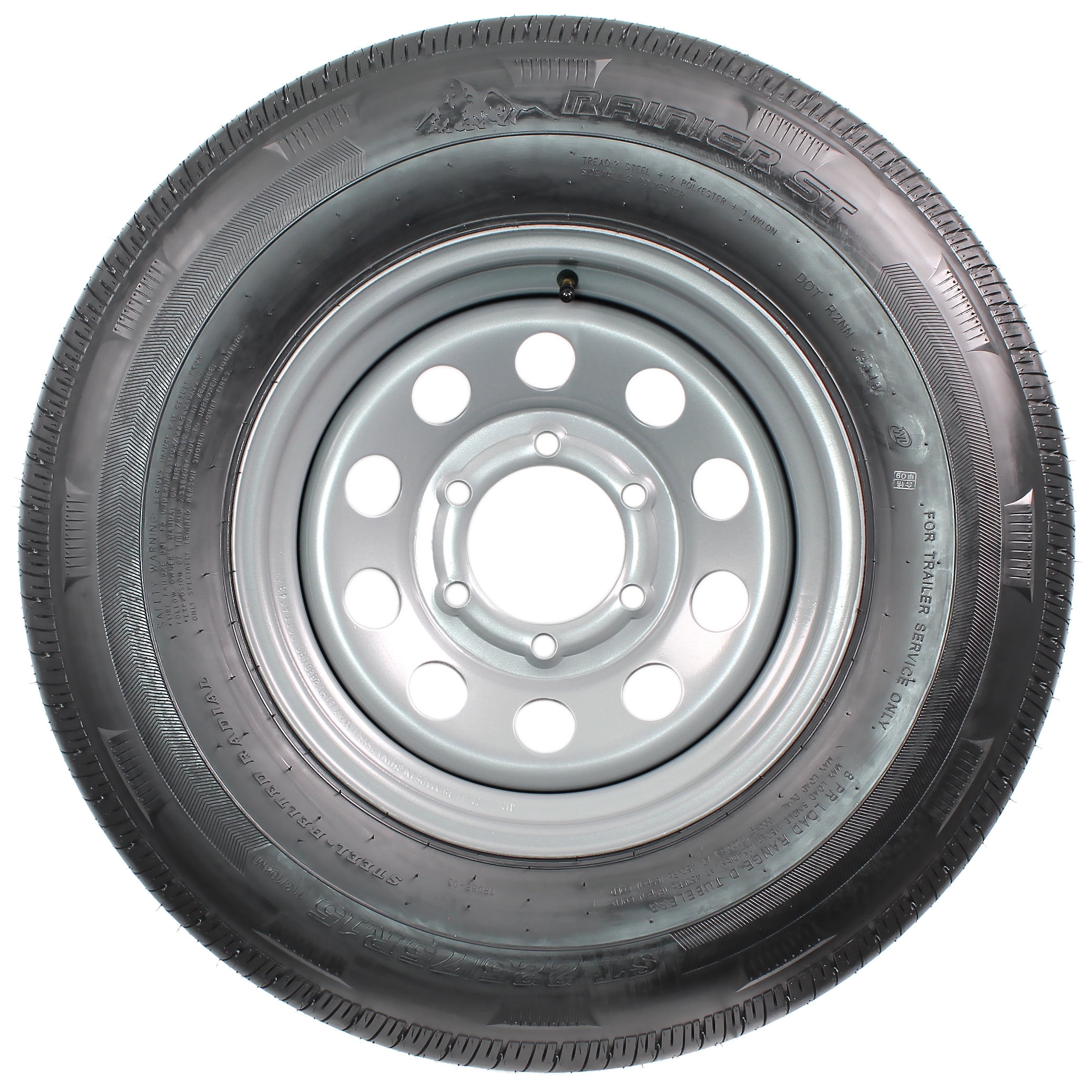 eCustomrim Trailer Tire Rim Assembly ST225/75R15 Load D 15 Inch 6 Lug Silver