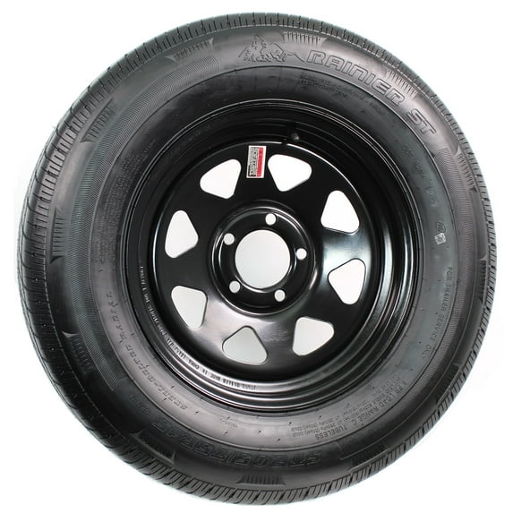 eCustomrim Radial Trailer Tire and Rim ST205/75R15 Load D 15x5 5-4.5 Black Spoke Wheel
