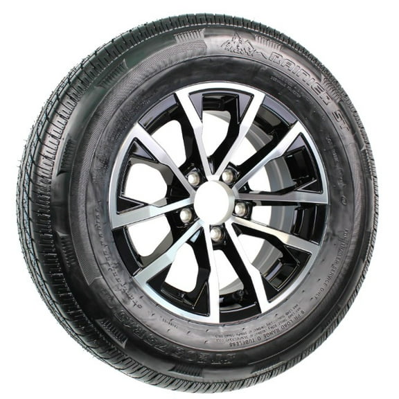 eCustomrim Radial Trailer Tire ST205/75R15 Load D 15" 5 Lug Edge Black Aluminum Rim