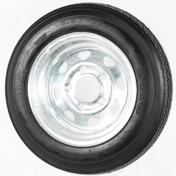 eCustomrim Trailer Tire Rim 4.80-12 480-12 4.80x12 12" Load C Tire 5 Lug Galvanized Spoke