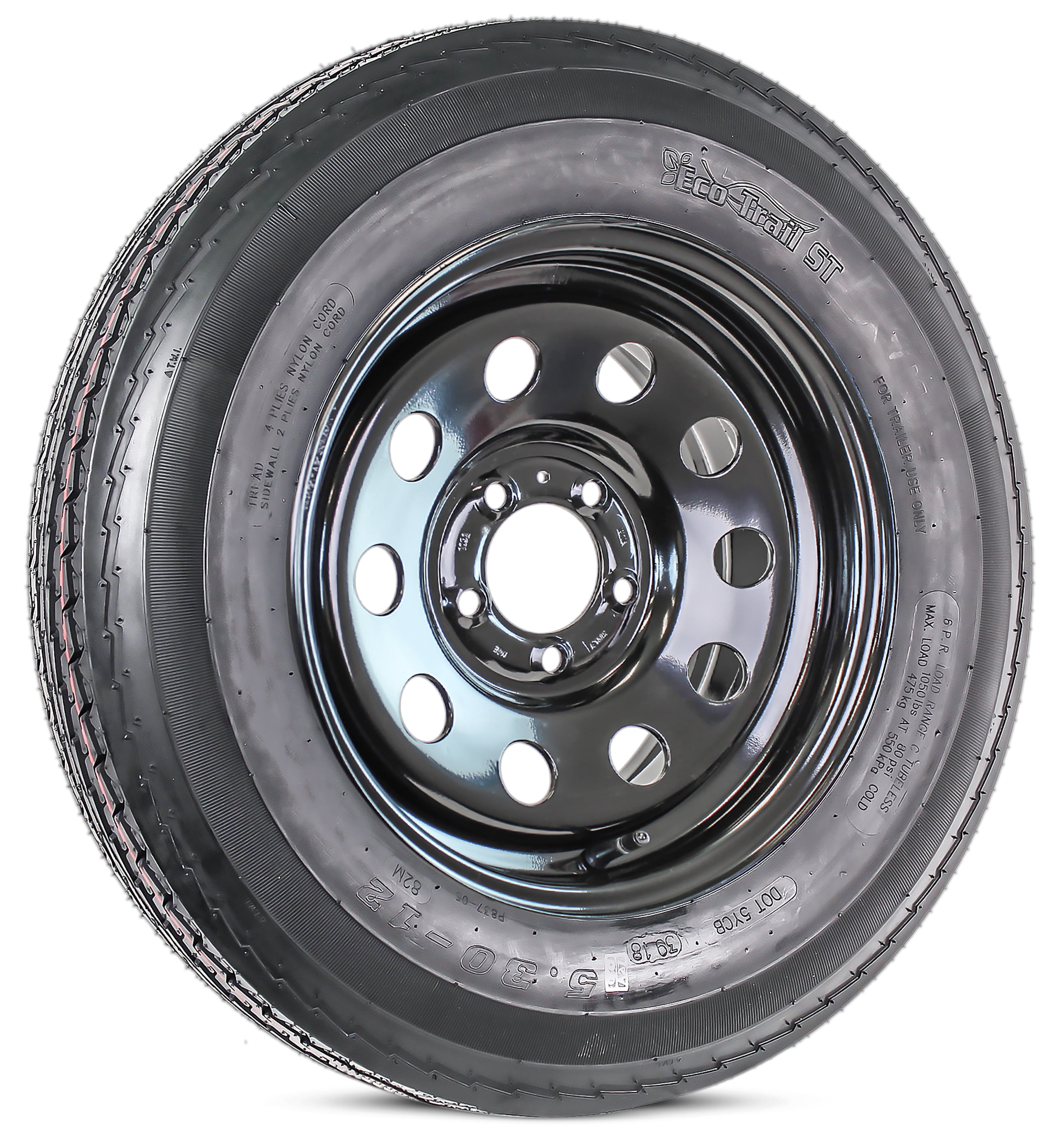 eCustomrim Trailer Tire Rim Assembly 5.30-12 530-12 Load C 12 Inch 5 ...