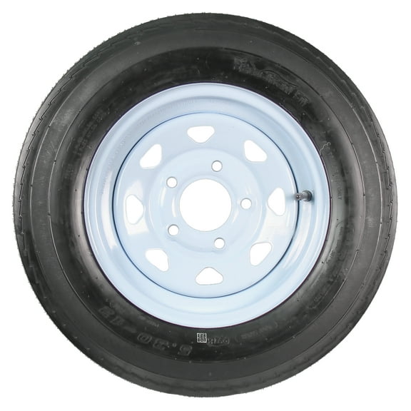 eCustomrim Trailer Tire On Rim 5.30-12 530-12 5.30 x 12 12" Load Range C Tire 5 Lug White