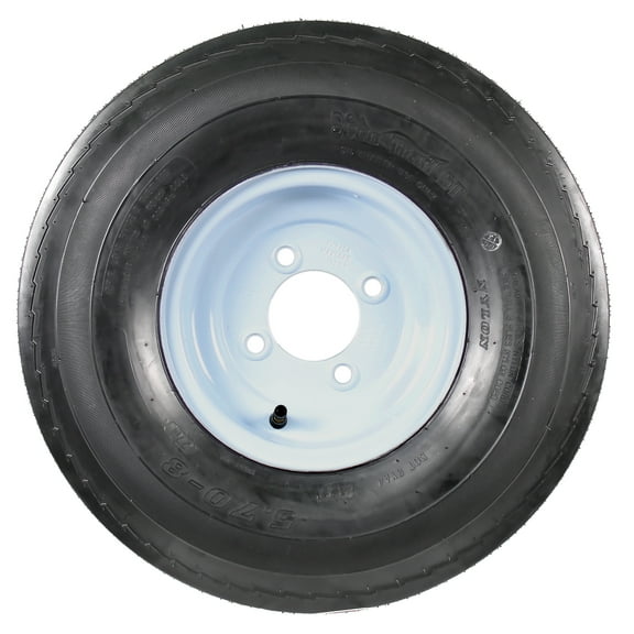 eCustomrim Trailer Tire On Rim 570-8 5.70-8 Load Range C 4 Lug Conventional White Wheel
