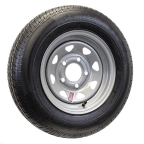 eCustomrim Trailer Tire Rim ST145/R12 145/R12 Load E 12 Inch 5 Lug Silver Wheel