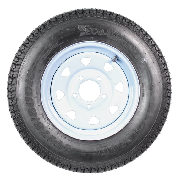 eCustomrim Trailer Tire Rim Assembly ST175/80D13 Load C 13 Inch 5 Lug White Wheel