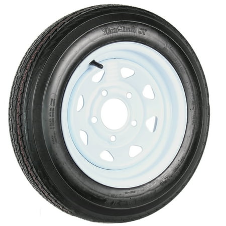 eCustomrim Trailer Tire Rim Assembly 4.80-12 480-12 12 Inch 5 Lug White Wheel