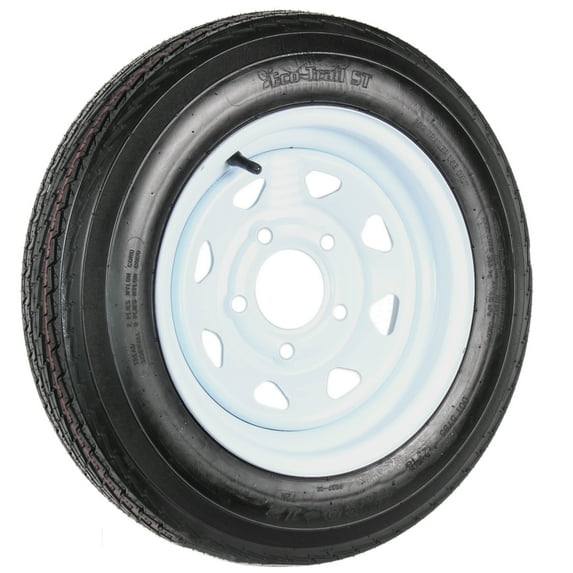 eCustomrim Trailer Tire Rim Assembly 4.80-12 480-12 12 Inch 5 Lug White Wheel