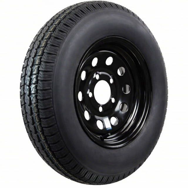 Pre-Mounted eCustomhitch Trailer Tire & Black Spoke Wheel Rim, 175 ...