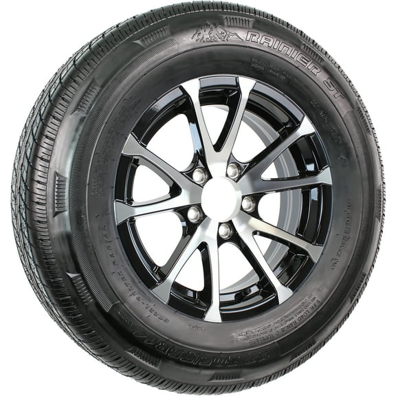 eCustomrim Radial Trailer Tire ST205/75R14 Load C 14" 5 Lug Avalanche Black Aluminum Rim