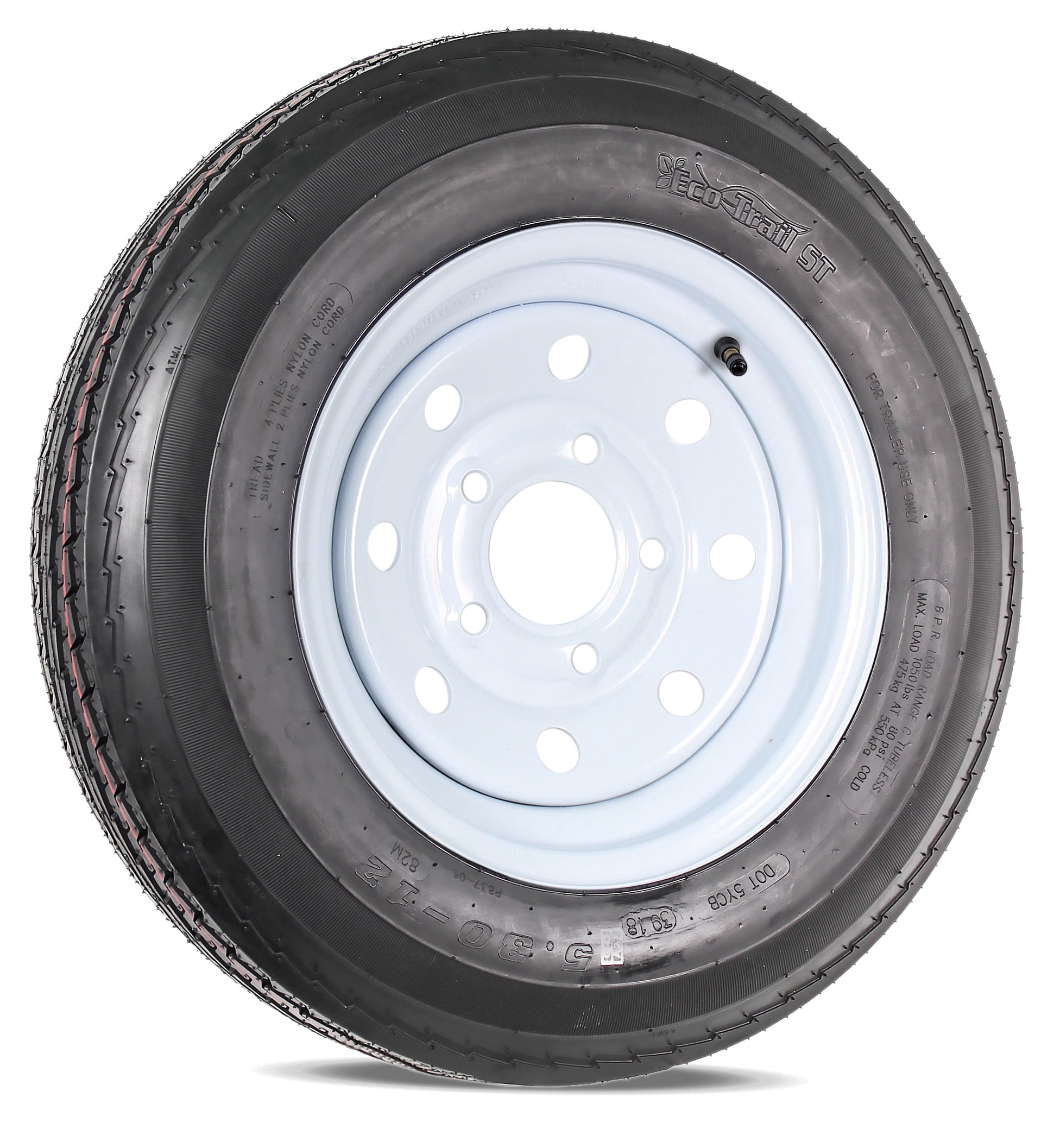 eCustomrim Trailer Tire and Rim 530-12 5.30-12 530x12 Load B 5 Lug ...
