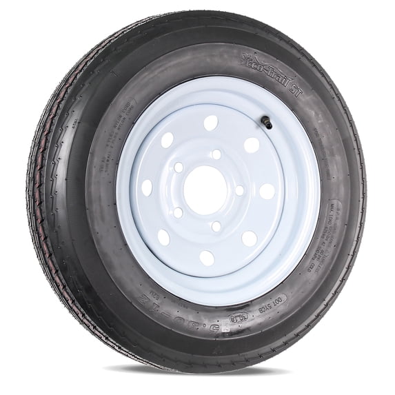 eCustomrim Trailer Tire and Rim 530-12 5.30-12 530x12 Load B 5 Lug White Modular Wheel
