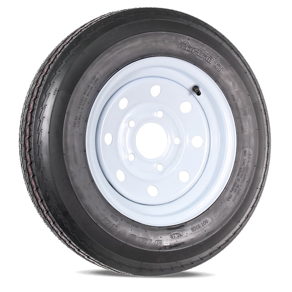 eCustomrim Trailer Tire and Rim 530-12 5.30-12 530x12 Load B 5 Lug White Modular Wheel