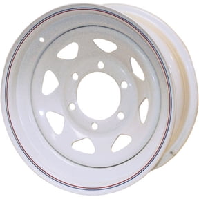 Trailer Wheel Rim 13x4.5 5 Bolt Hole 4.5 in. OC White Steel Spoke w/Stripe
