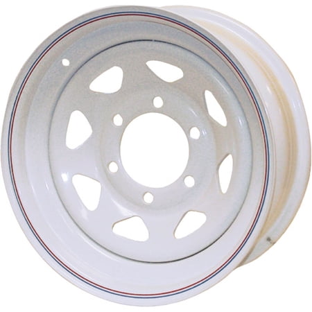 Trailer Wheel Rim 13x4.5 5 Bolt Hole 4.5 in. OC White Steel Spoke w/Stripe